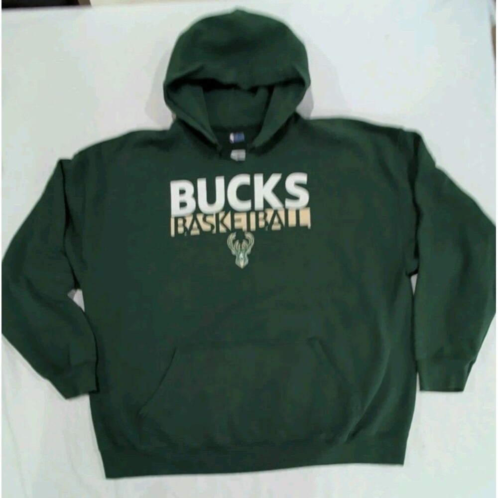 NBA Milwaukee Bucks Men's Size 2XL XXL Green Pocketed Hoodie Sweatshirt *